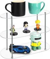 BELLE VOUS 3er Pack 3-Stufiger Durchsichtiger Acryl Ständer - 30,5 x 12 x 25,6 cm - Acrylic Organizer mit 3 Acryl Regal für Schnapsgläser,