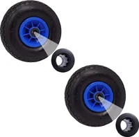 2x Sackkarrenrad Luftrad 260x85 3.00-4 Achlänge 75 mm 4PR Lagen mit Nadellager blau