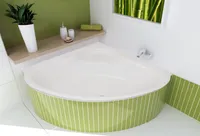 ECOLAM Badewanne Eckwanne Eckbadewanne Acrylwanne BALA 120 x 120 cm + Styroporverkleidung befliesbar Ablaufgarnitur Viega Acryl weiß Füße Silikon Set