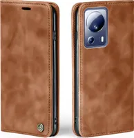 Handy Hülle für Xiaomi 13 Lite Klapphülle Bookcase Flip Cover Handy Tasche Etui Farbe: Hellbraun