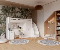 Hochbett , Etagenbett ZU PL mit Matratze, Schreibtisch, Kleiderschrank. Farbe Weiß. Treppe beide seitig montierbar