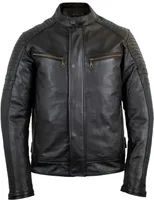 Herren Retro Motorrad Lederjacke mit Protektoren Biker Jacke Motorradjacke (XL,Schwarz)