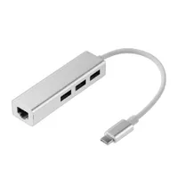 USB 3.0 HUB, 3 porty, typ C, gigabitový port LAN, HOPE R
