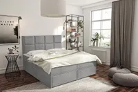 Manželská boxspringová posteľ 180x200 LUGAU - šedá + topper ZDARMA