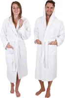 Betz Bademantel mit Kapuze FULDA Größe L/XL Farbe weiß Baumwolle für Herren und Damen Saunabademantel  langer Bademantel Saunamantel