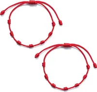 2 Stück Lucky Red String Armbänder 7 Knoten Schutz Seil Amulett Neujahrsgeschenk