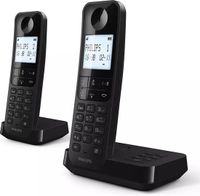 Bezdrôtový telefón Philips D2752B/12 - DECT - 2 slúchadlá - Domáci telefón - Pevná linka - Identifikácia volajúceho - Čierny
