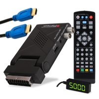 RED OPTICUM AX Lion 5 AIR DVB-T2 Receiver PVR inkl. HDMI-Kabel I DVB-T2 HD-Receiver mit Aufnahmefunktion - externer IR Sensor mit LED Display - SCART/HDMI - USB 2.0 I 12V Netzteil ideal für Camping