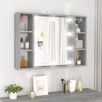 vidaXL Szafka lustrzana z LED szara Sonoma 76x15x55 cm