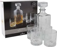 BarCraft Karaffe und Gläser für Rum und Whisky, Schliff 900 ml und 4 x 200 ml