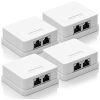 deleyCON CAT 6a Netzwerkdose 2x RJ45 Buchse FTP geschirmt Aufputz 4 Stück Weiß