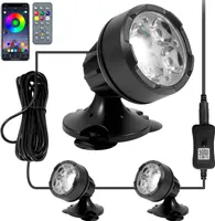3er Set LED RGB Teichbeleuchtung Bluetooth Unterwasser Lampe Wasserdicht Scheinwerfer mit Saugnäpfe und Erdspieß