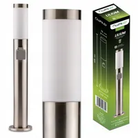 LUMILED zewnętrzna lampa podłogowa 65cm słupek oświetleniowy z gniazdem IP44 stal nierdzewna E27 lampa ogrodowa srebrna lampa podłogowa oświetlenie ścieżki oświetlenie zewnętrzne