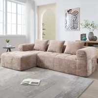 LVHOM Ecksofa mit Schlaffunktion L-Form, Schlafsofa mit Seitentaschen, 3-Sitzer, Wohnzimmersofa, Couch, Bettsofa, Polsterecke Couchgarnitur, Khaki