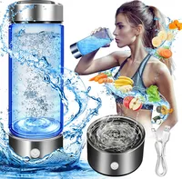 Wasserstoff Wasserflasche, Tragbare Wasserstoff Wasser Lonisator Maschine mit SPE- und PEM-Technologie, 430ml, Schwarz