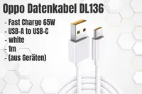 Oppo DL136 Datenkabel USB-A/USB-C, 65W, white (aus Geräten, bulk)