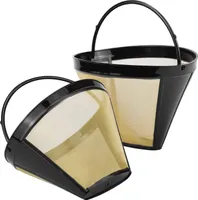 2 Pcs Wiederverwendbar Kafeefilter Dauerfilter mit Edelstahlgewebe Filtergröße 4 Für 8-12 Tassen Kaffee Kunststoff Schwarz