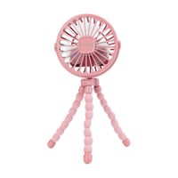 Mini Ventilator Batterie USB Wiederaufladbare Einstellbare Lüfter Tischventilatoren Mit LED Licht für Kinderwagen Rosa