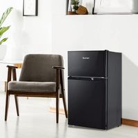 COSTWAY Kühlschrank mit Gefrierfach Standkühlschrank Gefrierschrank Kühl-Gefrier-Kombination 85L  Schwarz