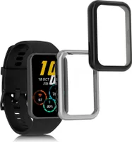kwmobile 2x Schutzhülle kompatibel mit Huawei Watch Fit 2 Hülle - Fullbody Cover Set aus Silikon - Schwarz Silber