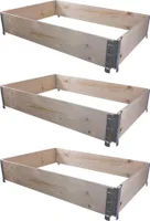 BigDean 3X Hochbeet Palettenrahmen 120x80x20cm groß - Holzrahmen faltbar, steckbar & stapelbar - ideal für Pflanzen, Blumen, Obst, Gemüse & Kräuter
