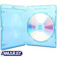 Amaray Blu-ray Hüllen, 15 mm, Maschinen-pack-Qualität, Transparent, Blau, 10 Stück