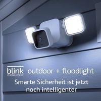 Blink Outdoor + Floodlight – kabellose, batteriebetriebene Flutlicht-Halterung und smarte HD-Sicherheitskamera, 700 Lumen, Bewegungserfassung, Einrichtung in wenigen Minuten – 1 Kamera-Set