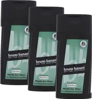3 x bruno banani Made For Men Showergel je 250ml 3-in-1 Duschgel für Körper Haar & Gesicht