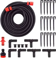 Grafner 30 Meter Perlschlauch Starter-Set, 28 teilig mit Erdanker, Eckverbinder, T-Verbinder, Endstopfen und Klickanschlüssen, wassersparend Bewässerungsschlauch Tropfschlauch