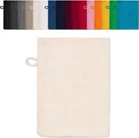 10er PACK Waschhandschuhe 15x21 cm Waschlappen 100% Baumwolle, Farbe: Creme