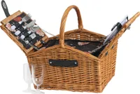 CampFeuer Picknickkorb 2 Personen mit Geschirr-Set und Kühlfach, 12-teilig, Braun, Weidenkorb