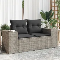 vidaXL Zahradní pohovka 2-sedák s polštářem Grey Poly Rattan