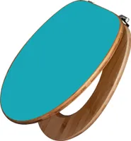 banjado Design WC Sitz Bambus 44x38x5cm - Türkis - Toilettendeckel/Toilettensitz Bambus - hochwertiger Bambus Klodeckel/WC-Sitz mit Universal Scharnieren für alle gängigen Toiletten [TDB-0018]