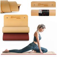 Hop-Sport Yogamatte mit Ösen HS-T008GM Gymnastikmatte aus TPE für Pilates ist rutschfest & Faltbar - 183 x 61 x 0,8 cm - orange/rot