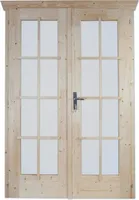Doppeltür für Gartenhaus 45 mm SKAN HOLZ vollverglast 117,5x186,5 cm natur