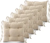 Mg Design sada 6 polštářů na židle 40x40 cm béžová - polštář na židli s popruhy, prošívaný polštář, podlahový polštář - sedák na zahradní židli, pro vnitřní i venkovní použití