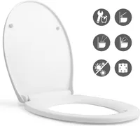 Toilettendeckel O Form WC-Sitze, Toilettensitzbezug mit Absenkautomatik & Quick-Release Funktion, Antibakterieller Klodeckel aus Duroplast Material, abnehmbar Toilettensitz
