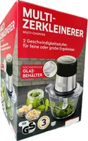 Multizerkleinerer elektrisch, Multi-Chopper, Edelstahl, Glasbehälter, 2 Stufen, 300 Watt