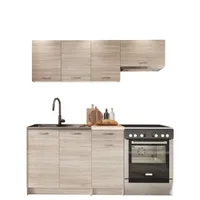 MIRJAN24 Küche Mela 180, Küchenzeile, 5 Schrank-Module frei kombinierbar, Küche-Set, Küchenmöbel (Sonoma Eiche/Petra Beige, ohne Beleuchtung)