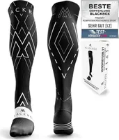 BLACKROX Kompressionsstrümpfe Sport Astropreform Kompressionssocken Vergleichssieger Sportkompressionsstrumpf Laufstrümpfe Fussball, schwarz, Gr. S-M