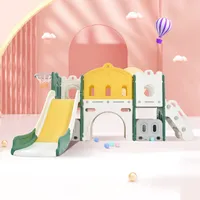 Fortuna Lai Rutsche 6 in 1 Kinderrutsche, (Set, mit Klettern, Bohrspiel, Stauraum, Spielgang und Basketballrahmen), Kletterspielzeug für Kinder, Hergestellt aus HDPE