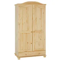 Garderobenschrank Dielenschrank Kleiderschrank BERGEN, Kiefer, 2-Türen, natur im Landhausstil