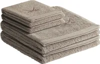 Sansibar Handtuch Frottier-Serie Classic Nr. 1 (Set, 4-tlg), hochwertige Ton-in-Ton Säbelstickerei, taupe