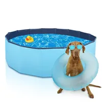 Hundepool Kinder, 120x30cm Planschbecken für Große & Kleine Hunde, Verdickt Anti-Rutsch Sprinkler Matte