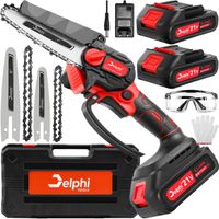 DELPHI Professionelle Mini-ElektroKettensäge 4" 1000W Baumsäge mit 2 Batterien + Ladegerät, tragbare Mini Elektro Kettensäge, für Garten Holzschneiden