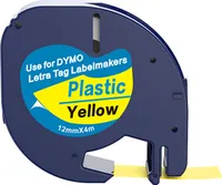 Dymo kompatibles Letratag 91202 (S0721620) Band, schwarz auf gelb (Kunststoff), 12 mm x 4 m