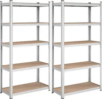 Zestaw 2 Regałów Garażowych 90x40x180cm Srebrny Nośność 175kg/półkę