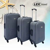 Reisekoffer Stoffkoffer Trolley Set 3 tlg. Rollkoffer Travel Gepäck Hangepäck Dunkelgrau