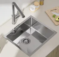 CECIPA Gebürstete Küchenspüle 50*44CM handgefertigte Spüle Installation unter der Bühne Spülbecken Edelstahlspüle