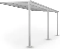 Juskys Terrassenüberdachung Borneo 4x3 m – Aluminium Terrassendach mit Doppelstegplatten Sonnenschutz Wandmontage Überdachung für Terrassen Weiß